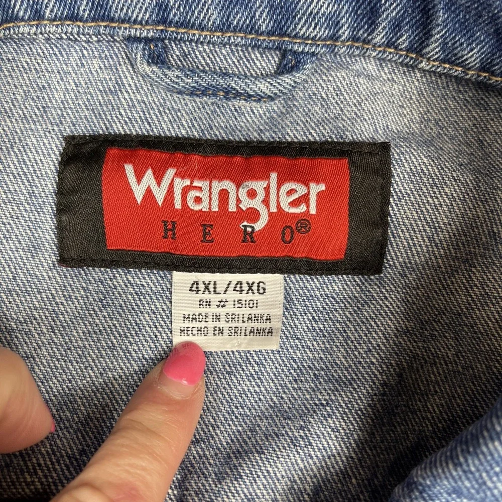 Vintage Wrangler Hero Jacket‎ Mens 4XL Blue Denim Trucker Cowboy Western 90s
